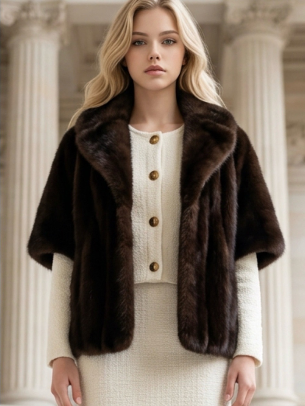 Dark Brown Mink Fur Stole Scarf